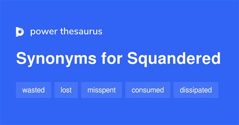 squandered synonyms|SQUANDERED in Thesaurus: 100+ Synonyms & Antonyms for .
